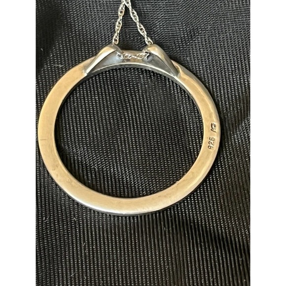 Vintage Delicate Sterling Silver & Marcasite Open Circle Pendant 1 1/4" Wide - Picture 11 of 16